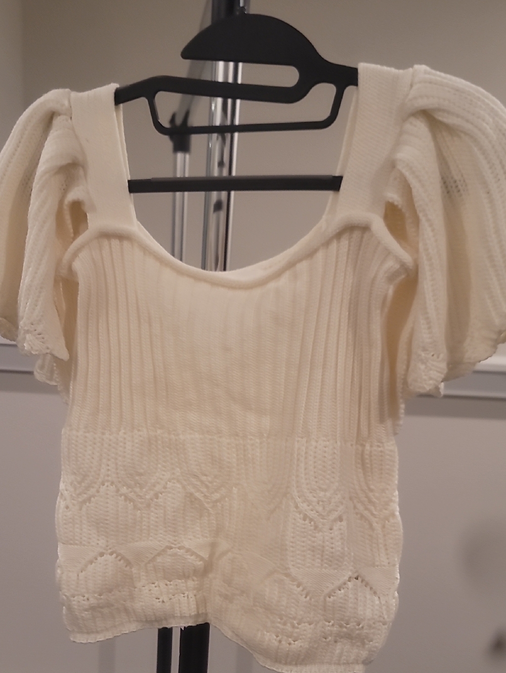 johnny becca Soft Cream Puff Sleeve Knit Top - Cream